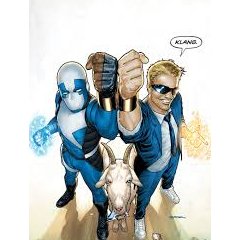 Quantum and Woody, deux super-héros loufoques accompagnés ici par... une chèvre