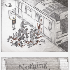 Le dessinateur relate le passage à tabac de manifestants dans une station de métro