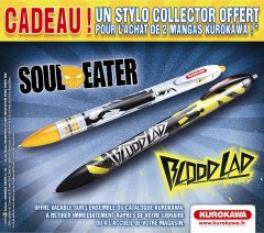 Des stylos à l'effigie des éditions BD Kurokawa.