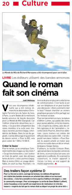 Bédéo dans 20Minutes !